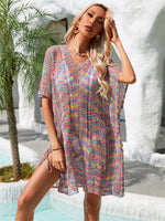 Angel Wings Multicolored Openwork Tassel Slit Cover-Up - Ladyez