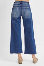 RISEN Raw Hem Wide Leg Cropped Jeans - Ladyez