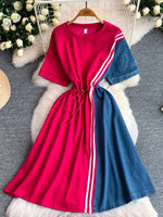 Color Block Short Sleeve Casual Dress