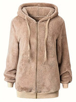 Fleece Zip-Up Drawstring Outerwear