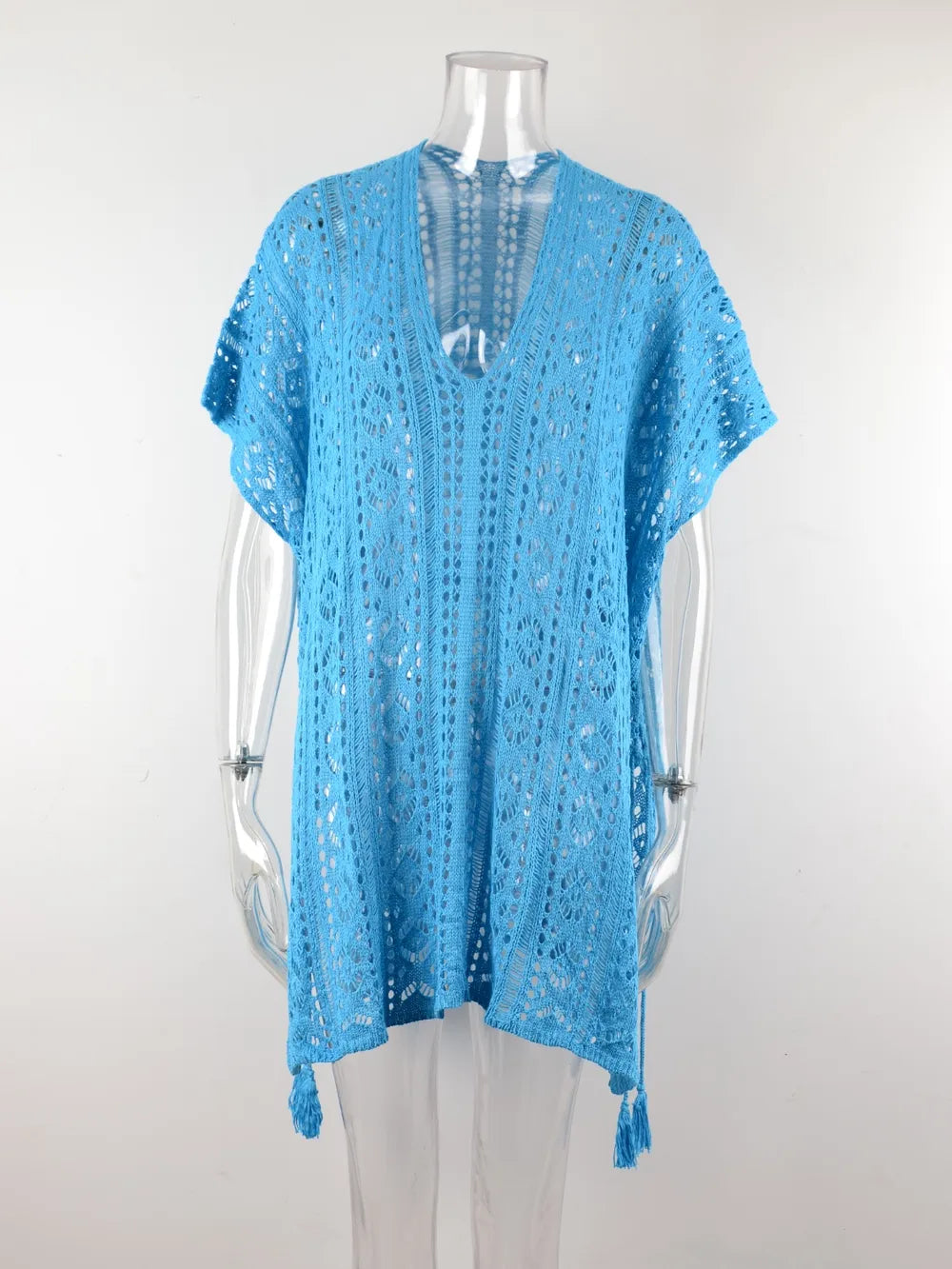 Angel Wings Cutout V-Neck Cover-Up with Tassel - Ladyez