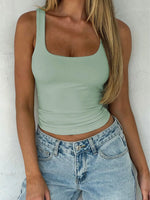 Square Neck Wide Strap Tank - Ladyez