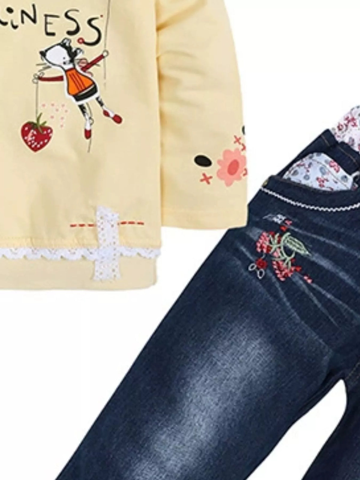 Children's Round Neck Top and Jeans Set