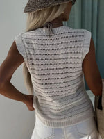 Openwork Round Neck Sweater Vest
