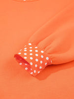 Polka Dot Trim Contrast Crew Neck Sweatshirt
