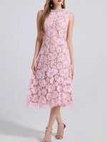 Pearl Neckline Sleeveless Lace Dress