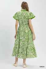 Umgee Paisley Print Midi Dress with Side Pockets