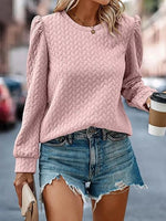 Texture Round Neck Long Sleeve Sweatshirt