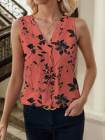 Printed V-Neck Tank - Ladyez
