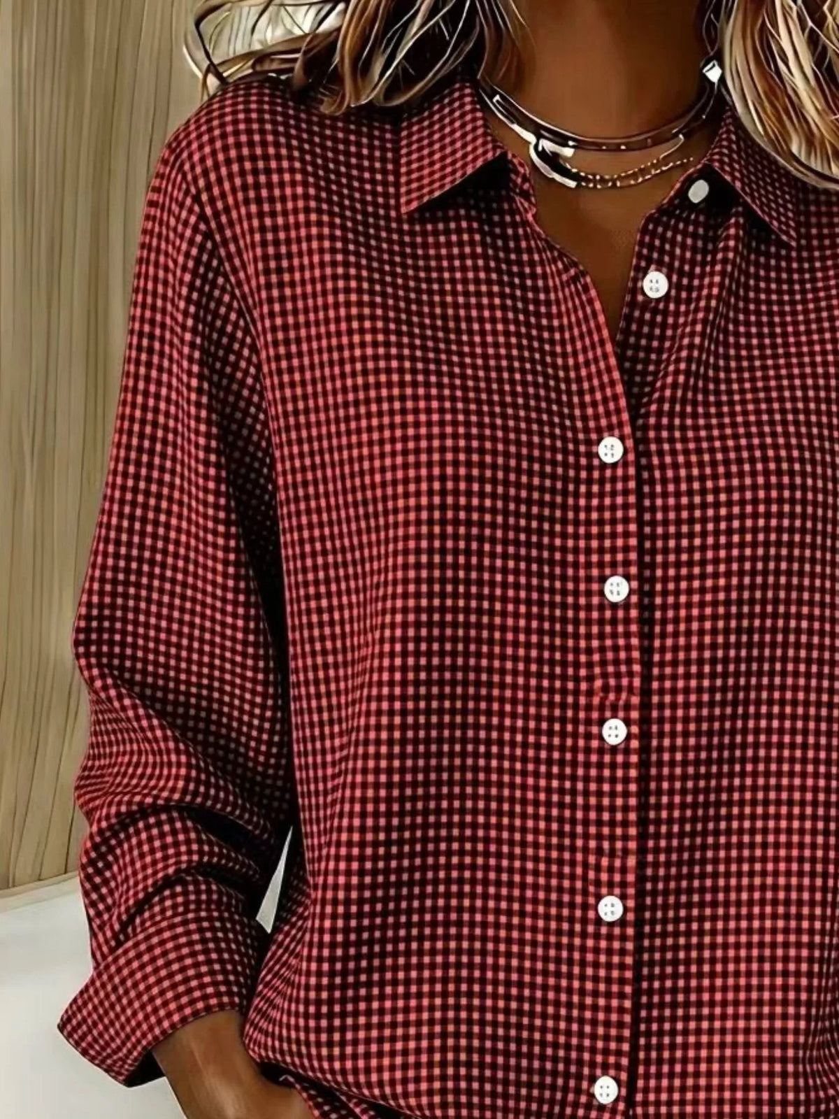 Full Size Plaid Button Up Long Sleeve Shirt Plus Size