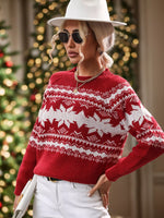 Snowflake Pattern Round Neck Sweater