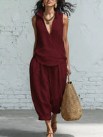 Full Size Sleeveless Top and Pants Two-Piece Set Plus Size