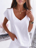 V-Neck Short Sleeve T-Shirt - Ladyez