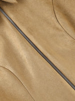 Suede Zip-Up Fitted Jacket