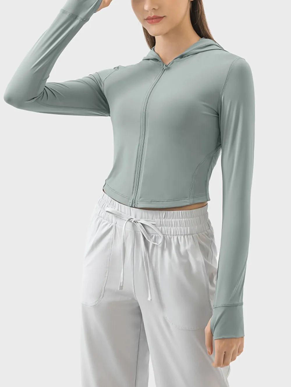 Millennia Zip Up Hooded Long Sleeve Active Outerwear - Ladyez