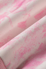 Abstract Print Loose Hoodie Slim Shorts 2pcs Set