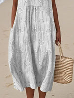 Full Size Round Neck Sleeveless Casual Midi Dress Plus Size