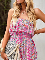 Printed Tube Smocked Waist Romper