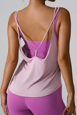 Crisscross Round Neck Active Tank - Ladyez