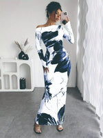 Floral One Shoulder Long Sleeve Maxi Dress