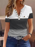 Color Block Short Sleeve Casual T-Shirt