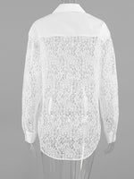 Lace Sleeve Button-Down Shirt