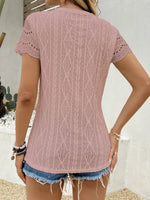 Crochet Lace Short Sleeve T-Shirt - Ladyez