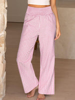 Gingham High Waist Wide Leg Pants
