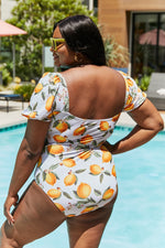 Marina West Swim Salty Air Puff Sleeve One-Piece in Citrus Orange - Ladyez