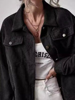 Casual Corduroy Button-Up Shacket