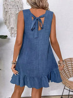 Ruffled Hem Round Neck Sleeveless Dress - Ladyez