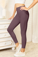 Double Take Wide Waistband Sports Leggings - Ladyez
