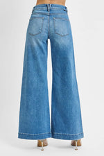 RISEN Full Size Mid Rise Wide Front Patch Pocket Jeans Plus Size - Ladyez