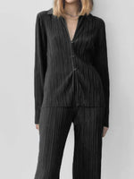 Texture Long Sleeve Top and Pants Lounge Set - Ladyez