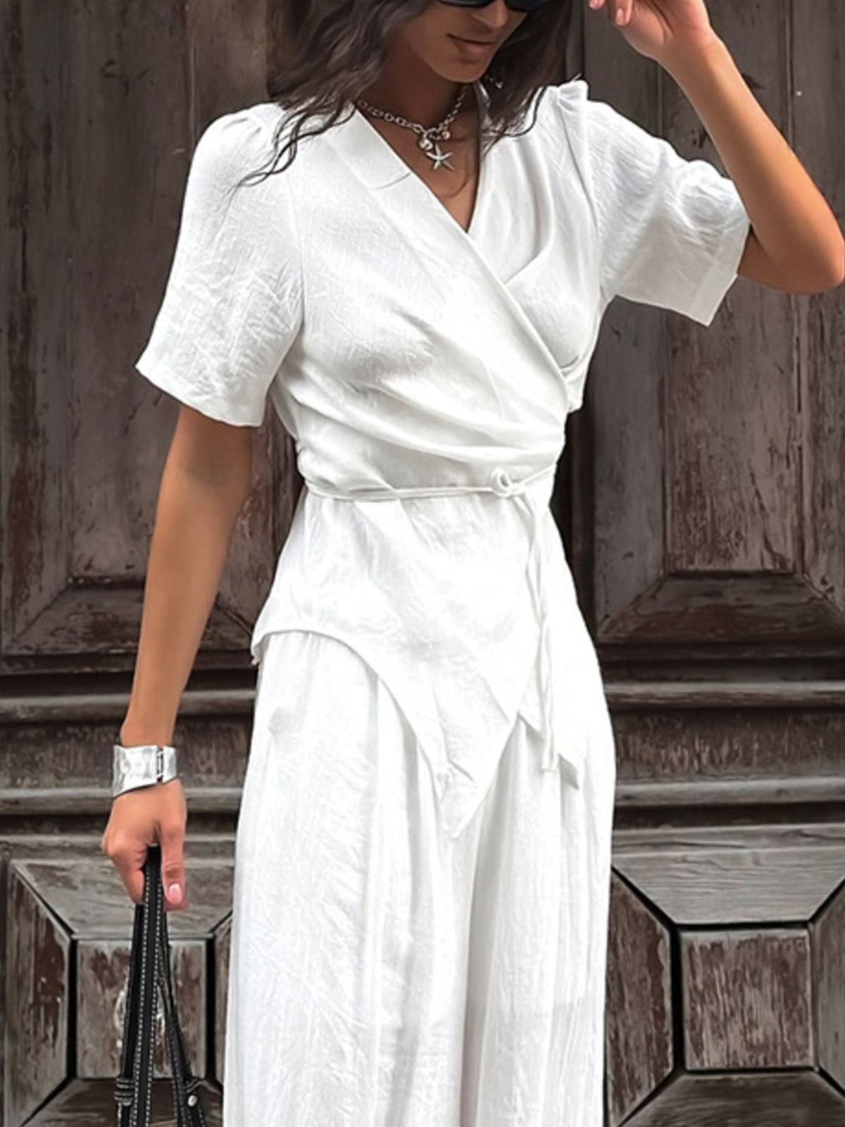 Wrap Top & Wide Leg Pants Set