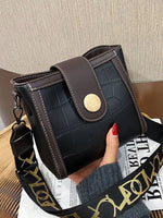Crocodile Pattern Wide Strap Crossbody Bag