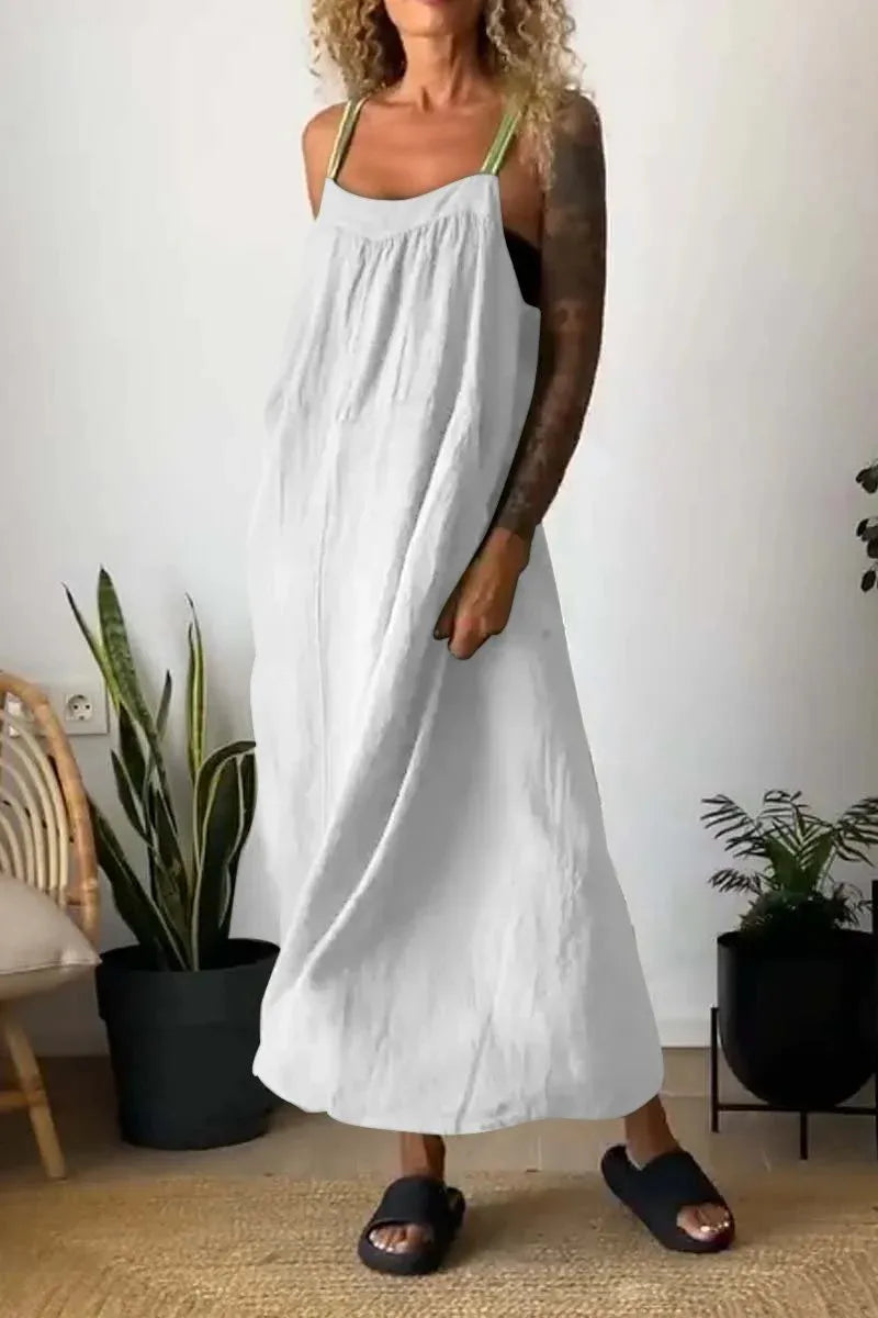 Full Size Ruched Cami Maxi Dress with Pockets Plus Size - Ladyez