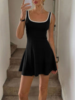 Contrast Trim Wide Strap Dress