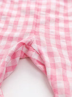 Children's Gingham Soccer Ball Embroidered Ruffle Hem Jumpsuit