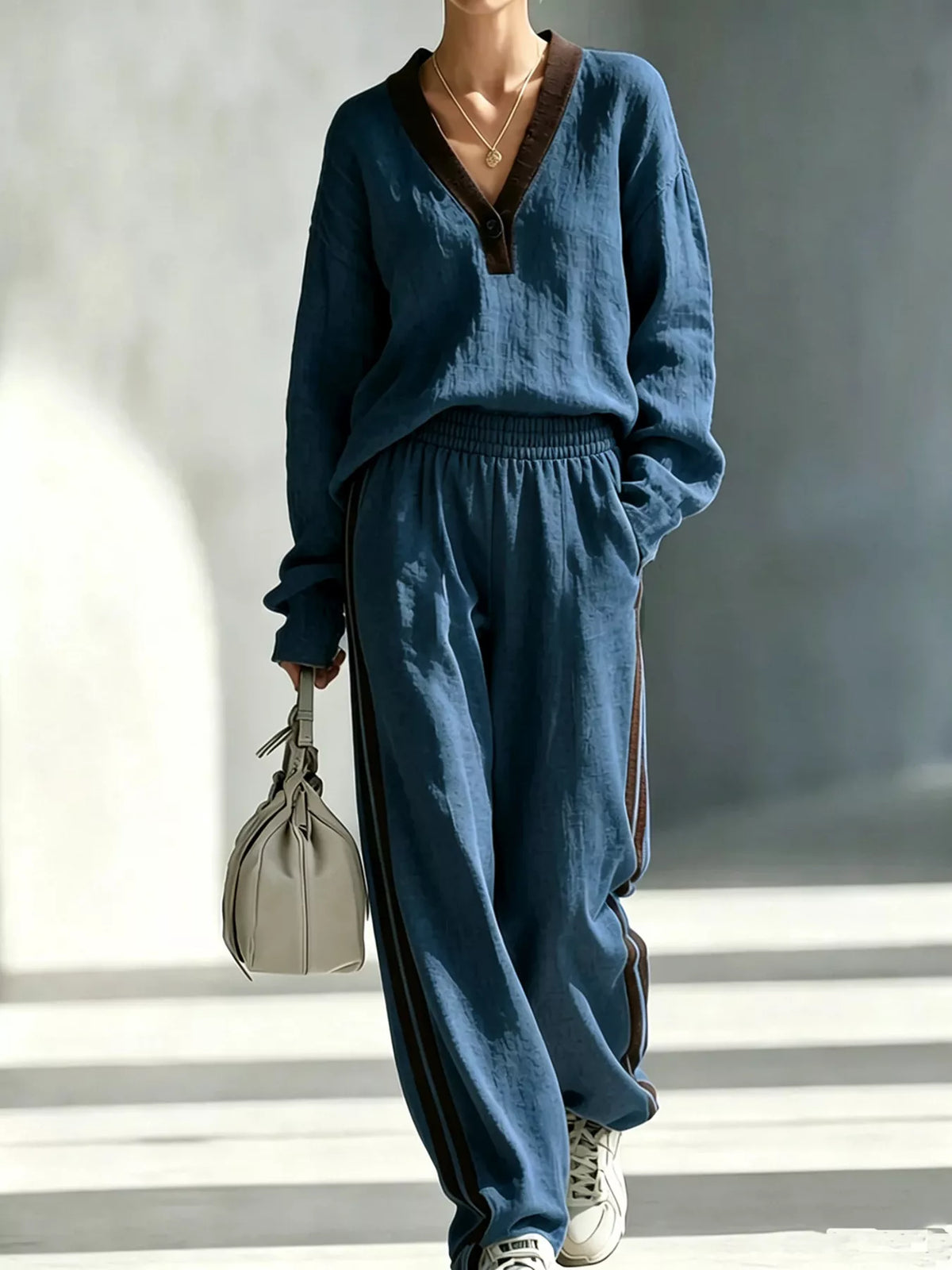 Long Sleeve Top and Side-Striped Joggers Set