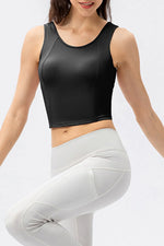 Round Neck Wide Strap Active Tank - Ladyez