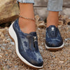 Round Toe Platform Wedge Sneakers with Zip