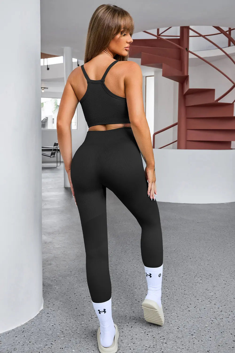 Tank Cropped Active Top and Pants Set - Ladyez