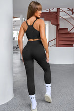 Tank Cropped Active Top and Pants Set - Ladyez