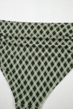 Dotted Mesh Plaid Patchwork High Waisted Swim Set - Ladyez