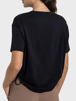 Millennia Drawstring Round Neck Short Sleeve Active T-Shirt - Ladyez