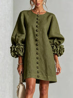 3D Floral 3/4 Sleeve Mini Dress