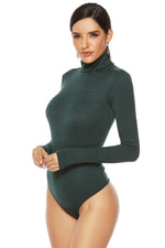 Ribbed Turtleneck Long Sleeve Bodysuit - Ladyez