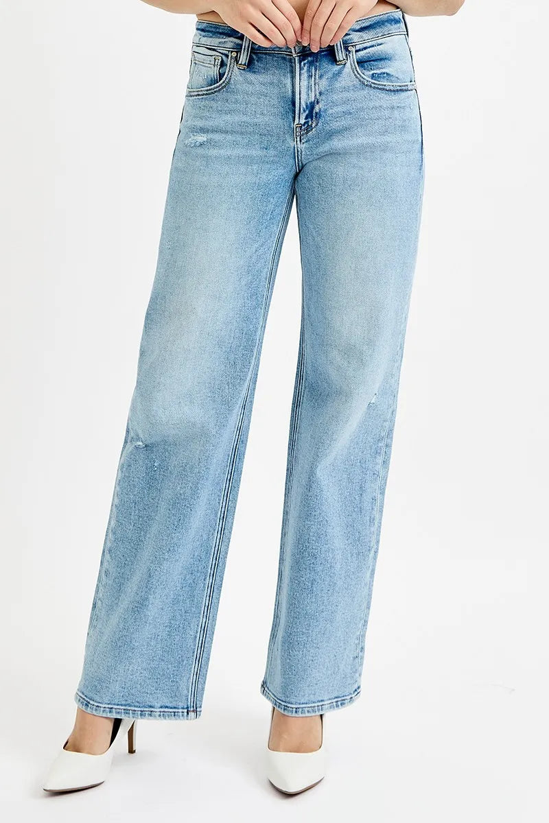 RISEN Full Size Low Rise Ankle Boyfriend Distressed Jeans Plus Size - Ladyez