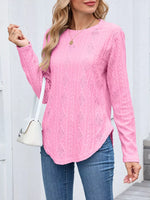 Openwork Textured Long Sleeve Top